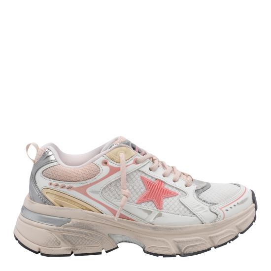 GOLDEN GOOSE White Pink Silver Leather Sneakers