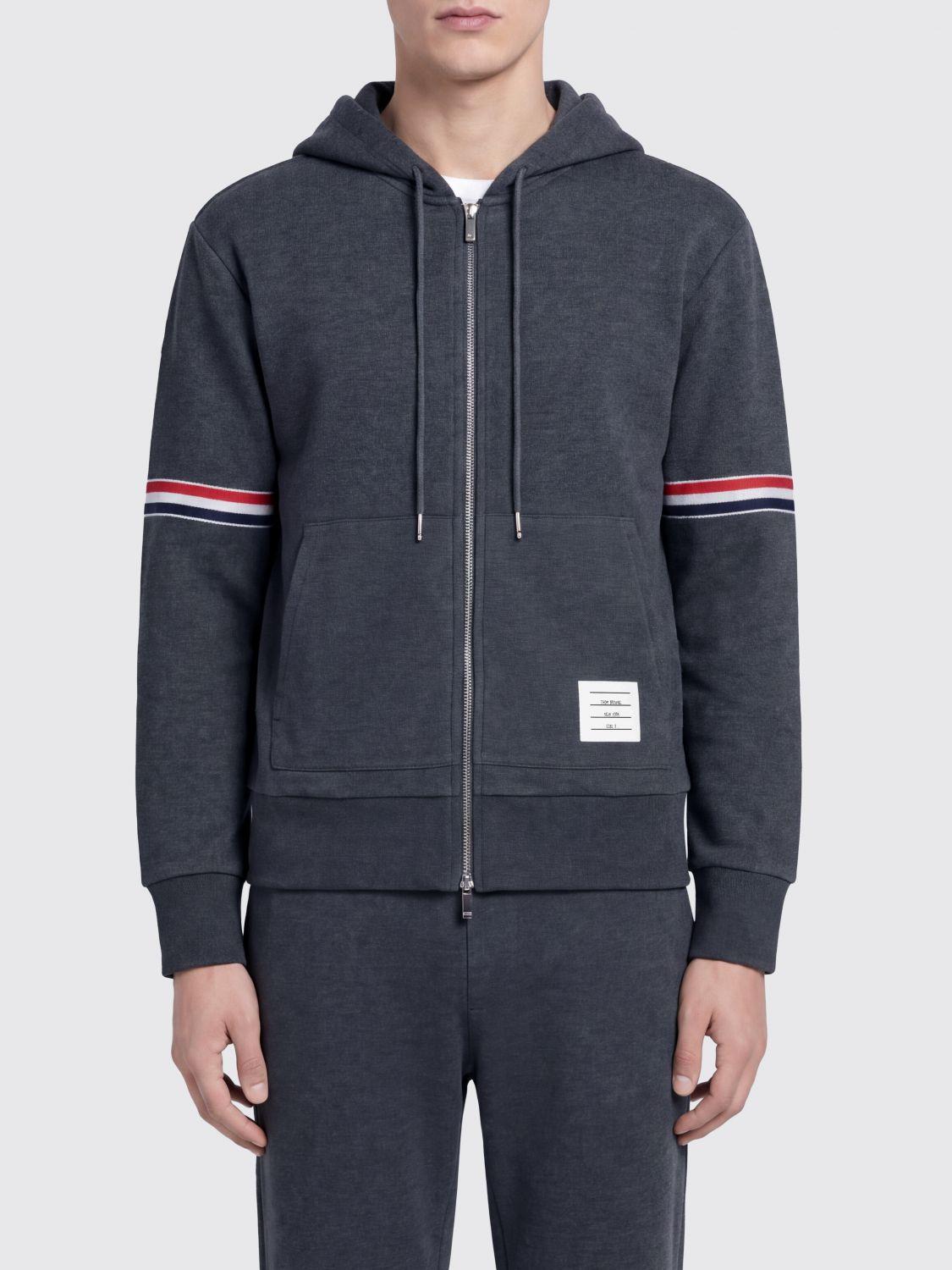 THOM BROWNE Gray Wool Zip-Up Knit Jacket