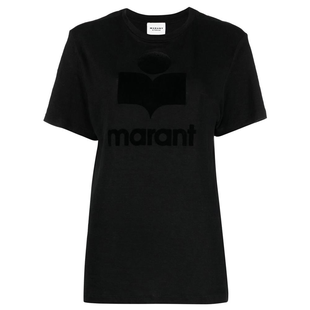 Isabel Marant Jewel Logo Linen T-Shirt Black Women’s