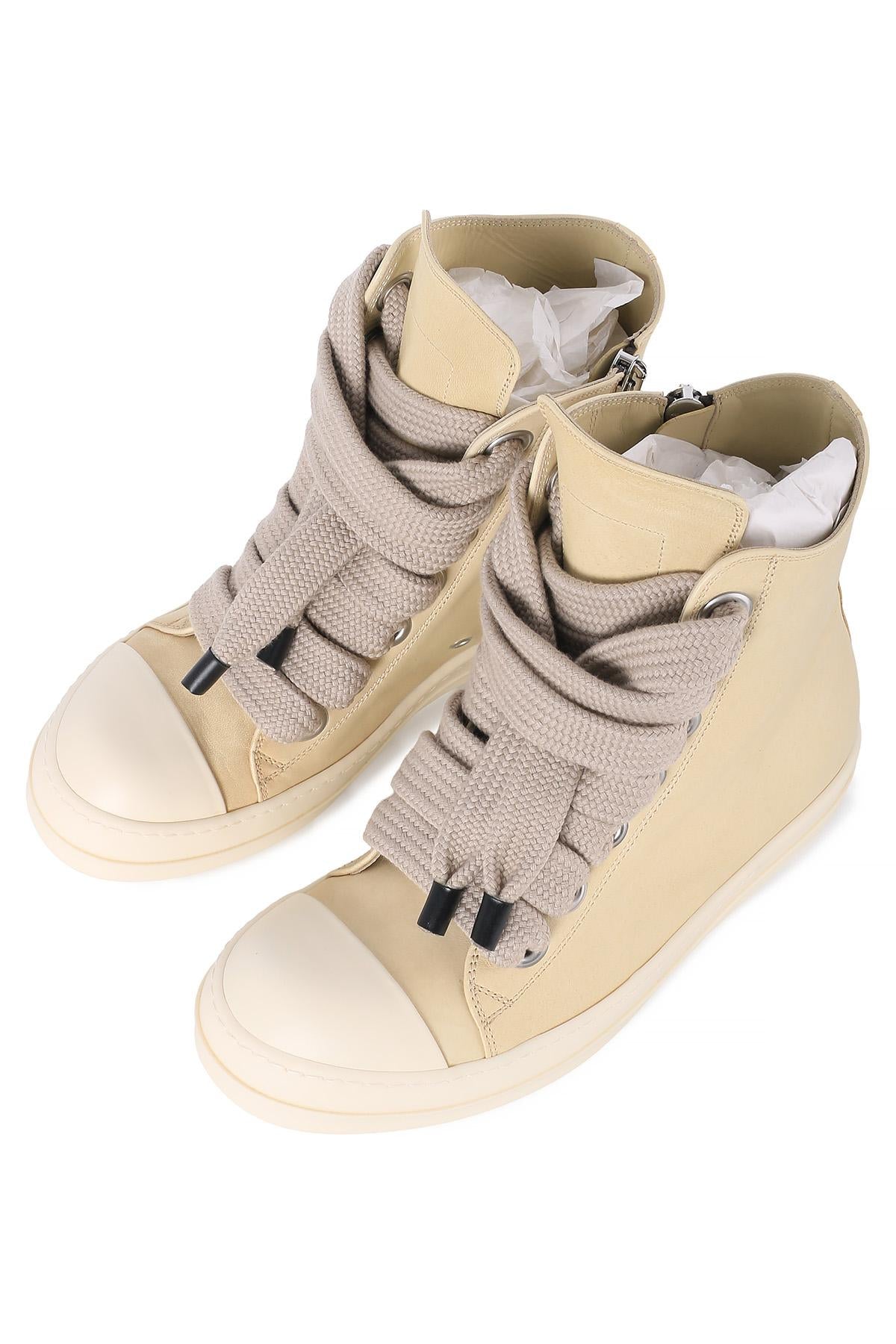 Rick Owens Parchment Lamb Leather Jumbo Lace High-Top Sneak RU01E5892 LBHW2 8111