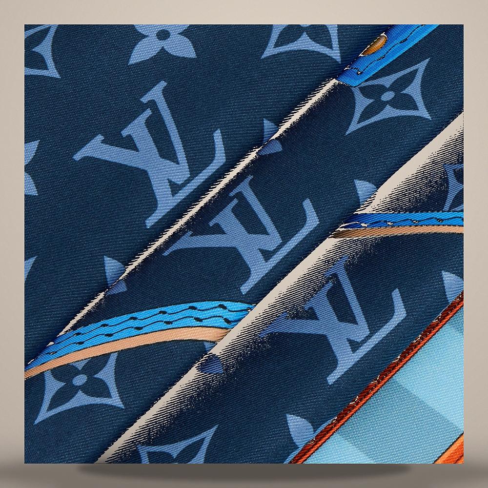Louis Vuitton Strap and Trunk Square 90 Denim Blue Scarf M98339