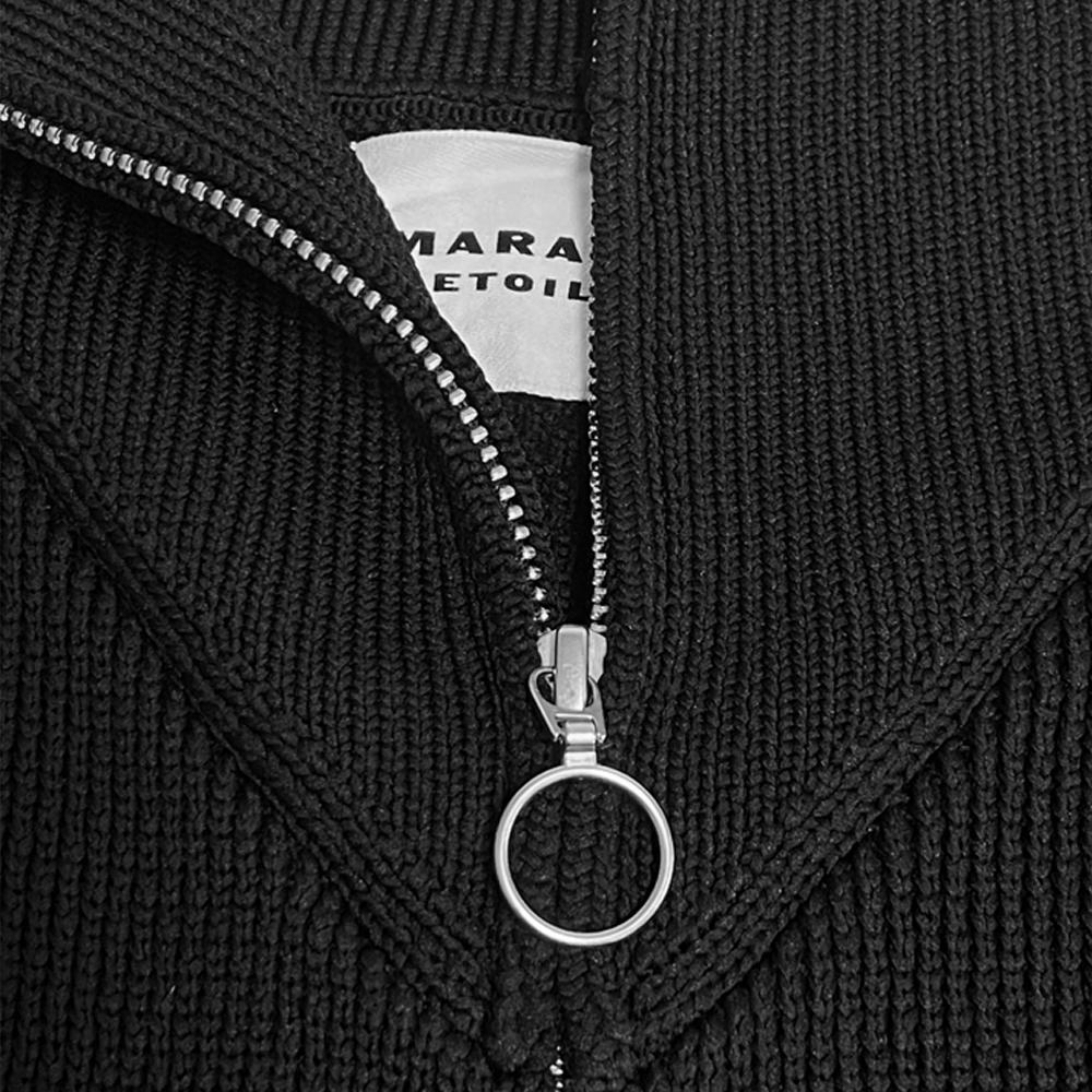 Isabel Marant OXANA Cropped Knit Zip-Up Jacket Black