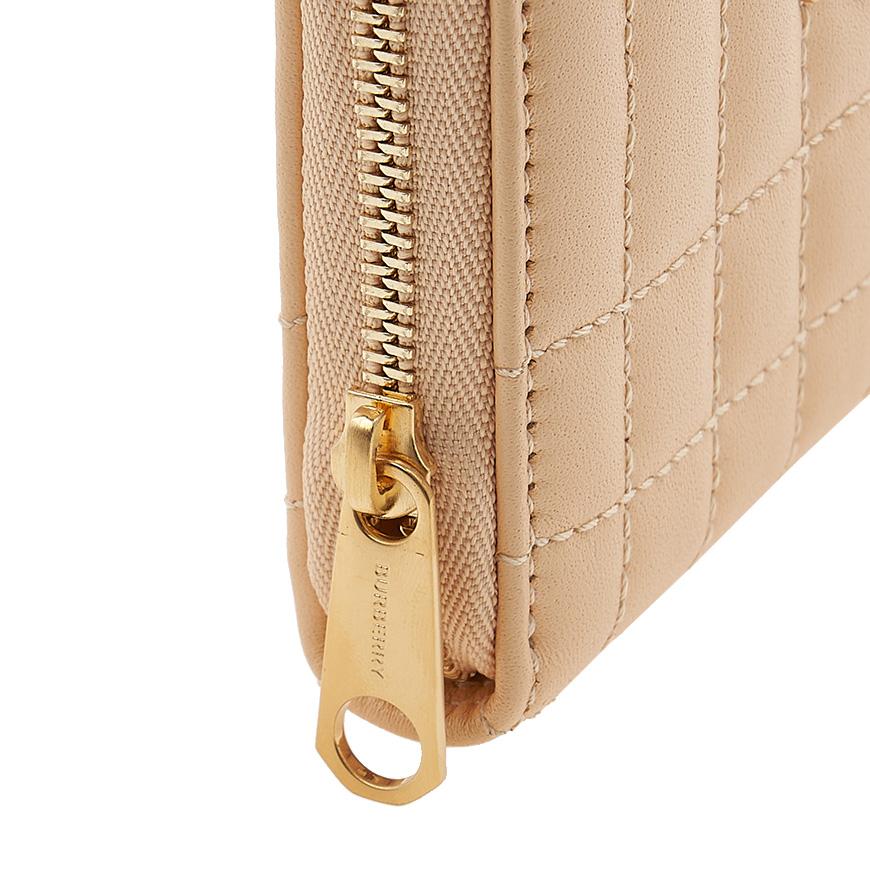 BURBERRY Lola Zip Card Wallet Leather Beige Women’s