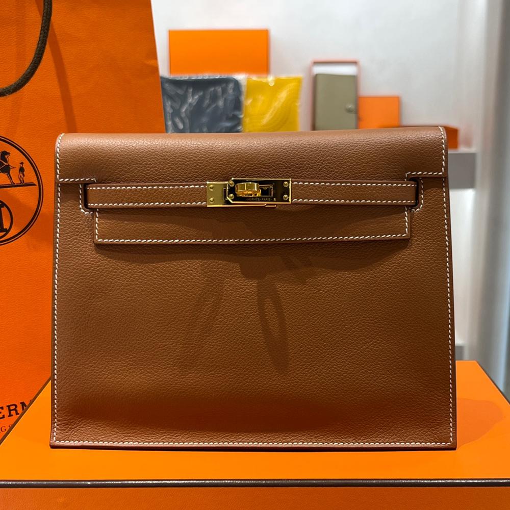 HERMES Kelly Dance Crossbody Bag Gold Color with Gold Hardware