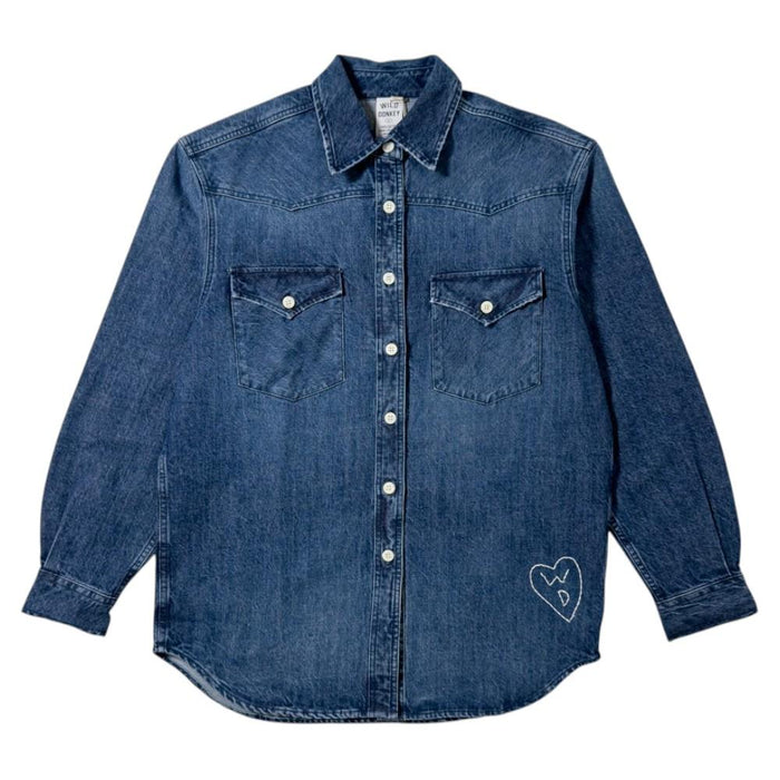 Wild Donkey TRISH Denim Long Sleeve Shirt Navy
