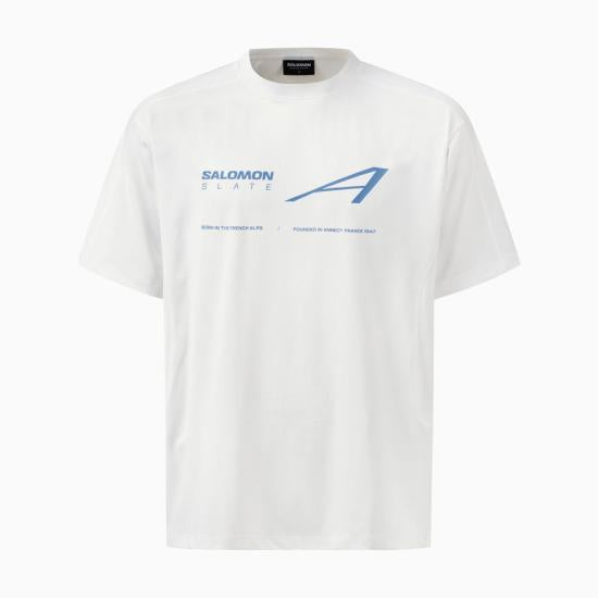 SALOMON White Short Sleeve T-Shirt Men’s Cotton Crewneck S262001 HTS51