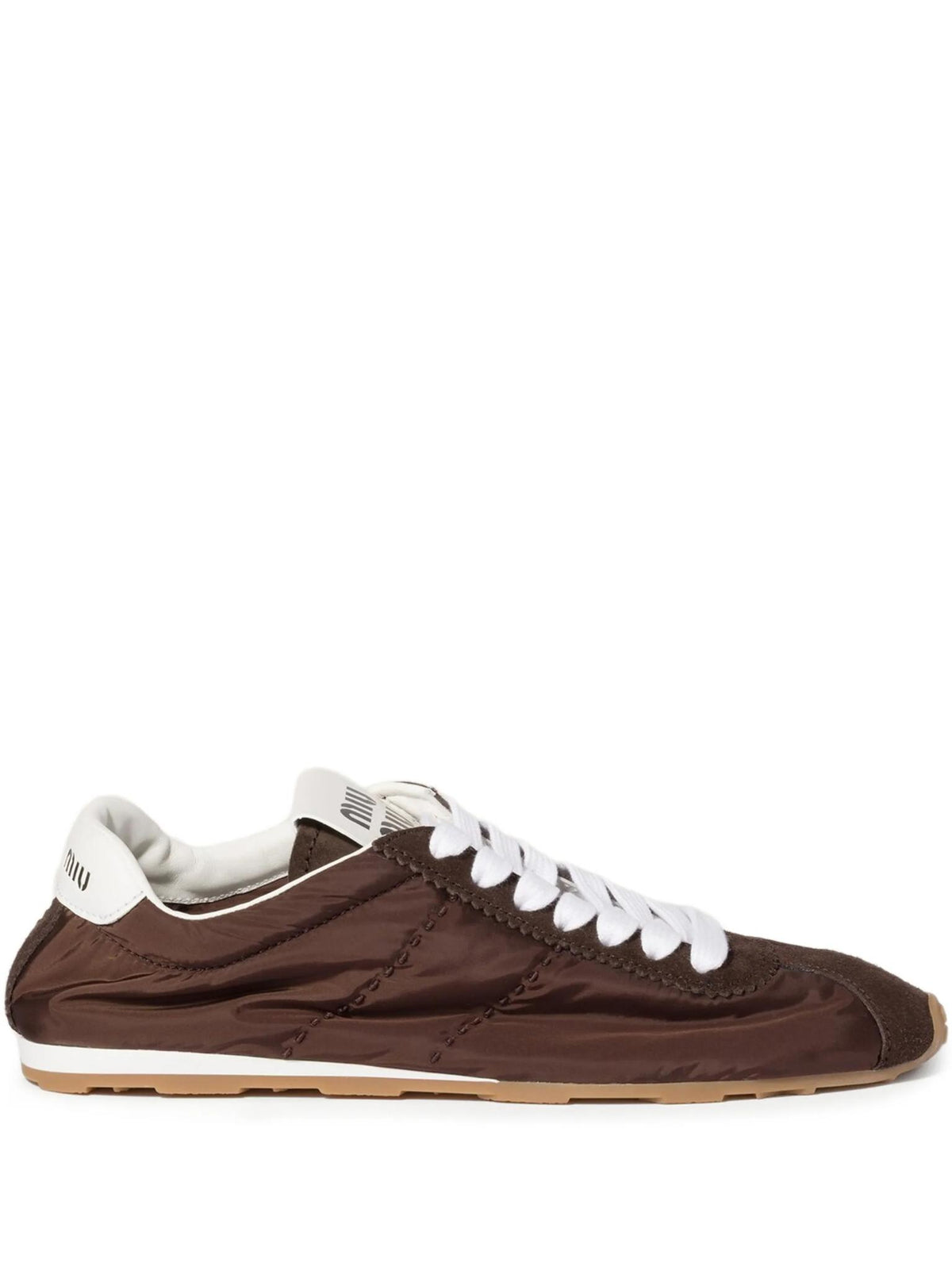 Miu Miu Leather Low-Top Sneakers Brown