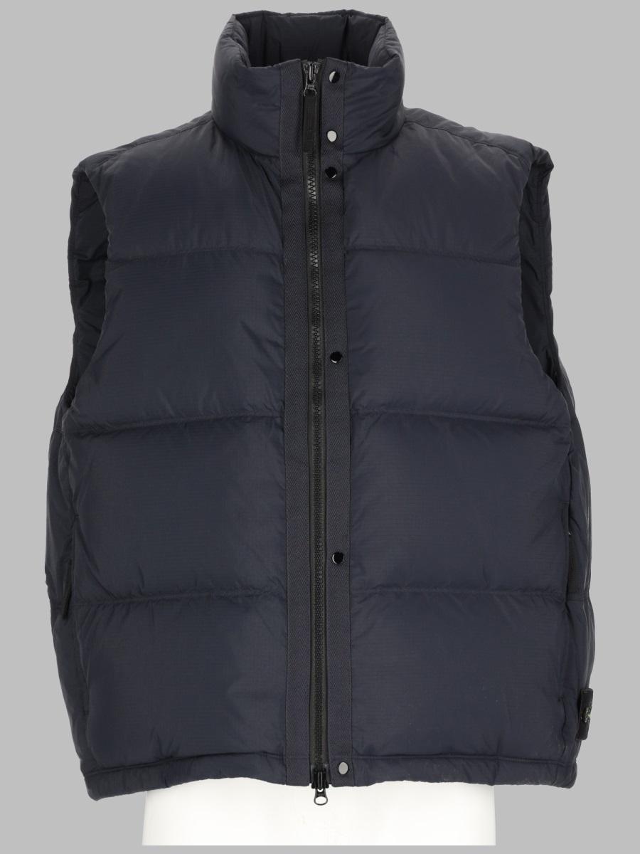 STONE ISLAND Down Vest Black Nylon Puffer Gilet for Men