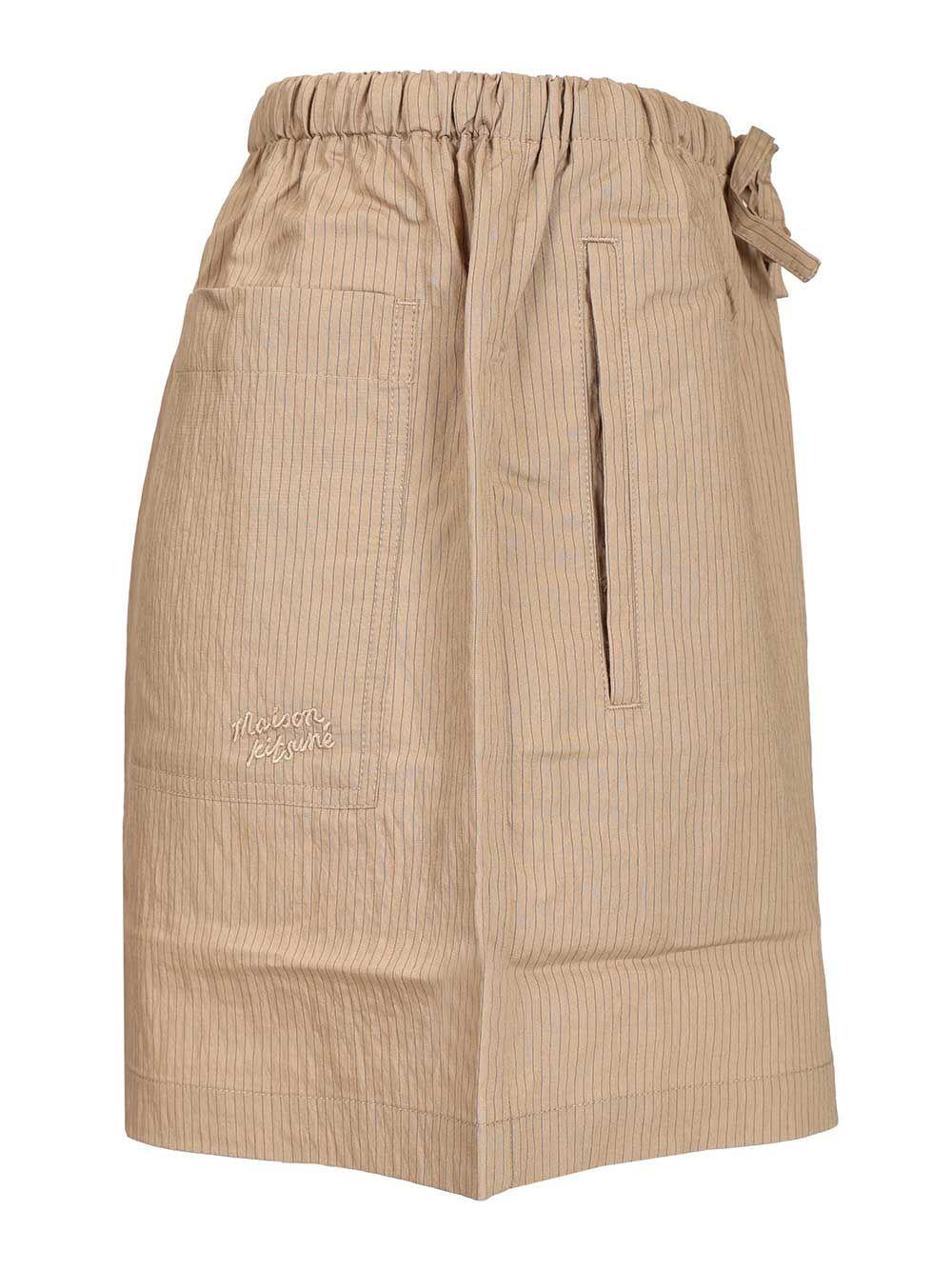 Maison Kitsune Cotton Twill High-Rise Shorts