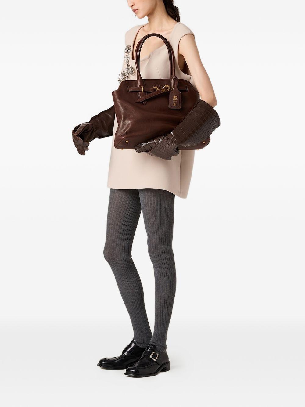 Miu Miu Leather Tote Bag Navy