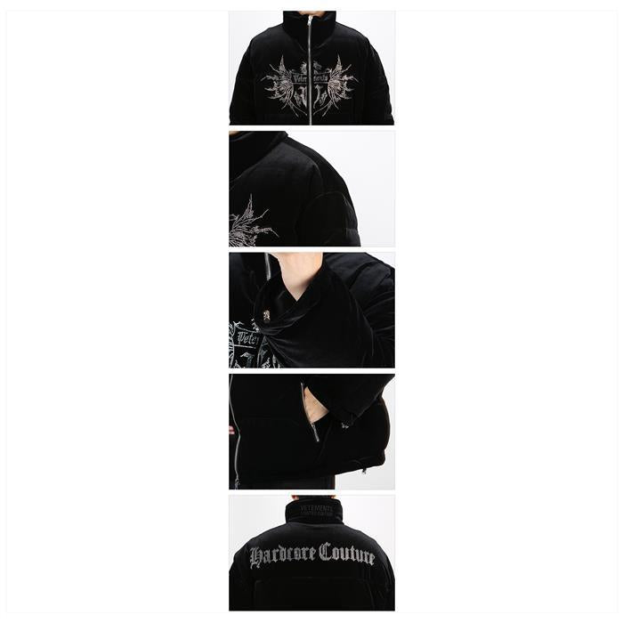 Vetements Crystal Logo Puffer Jacket UA52JA820B BLACK