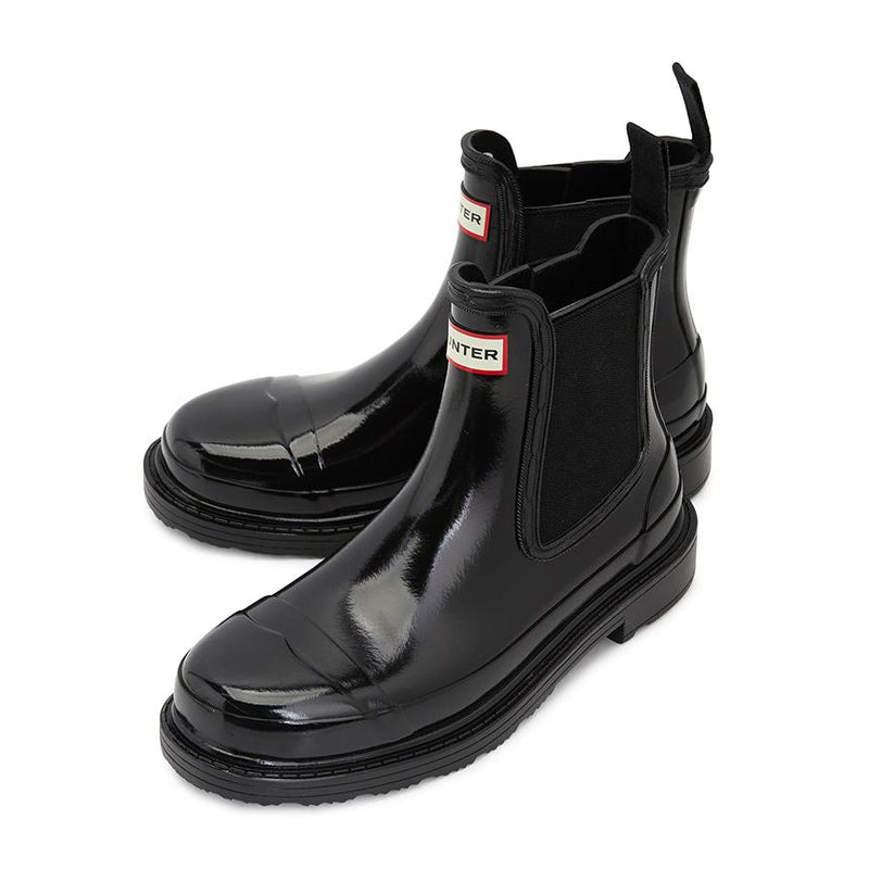 HUNTER Women’s Commando Chelsea Gloss Rain Boots WFS1018RGL BLK