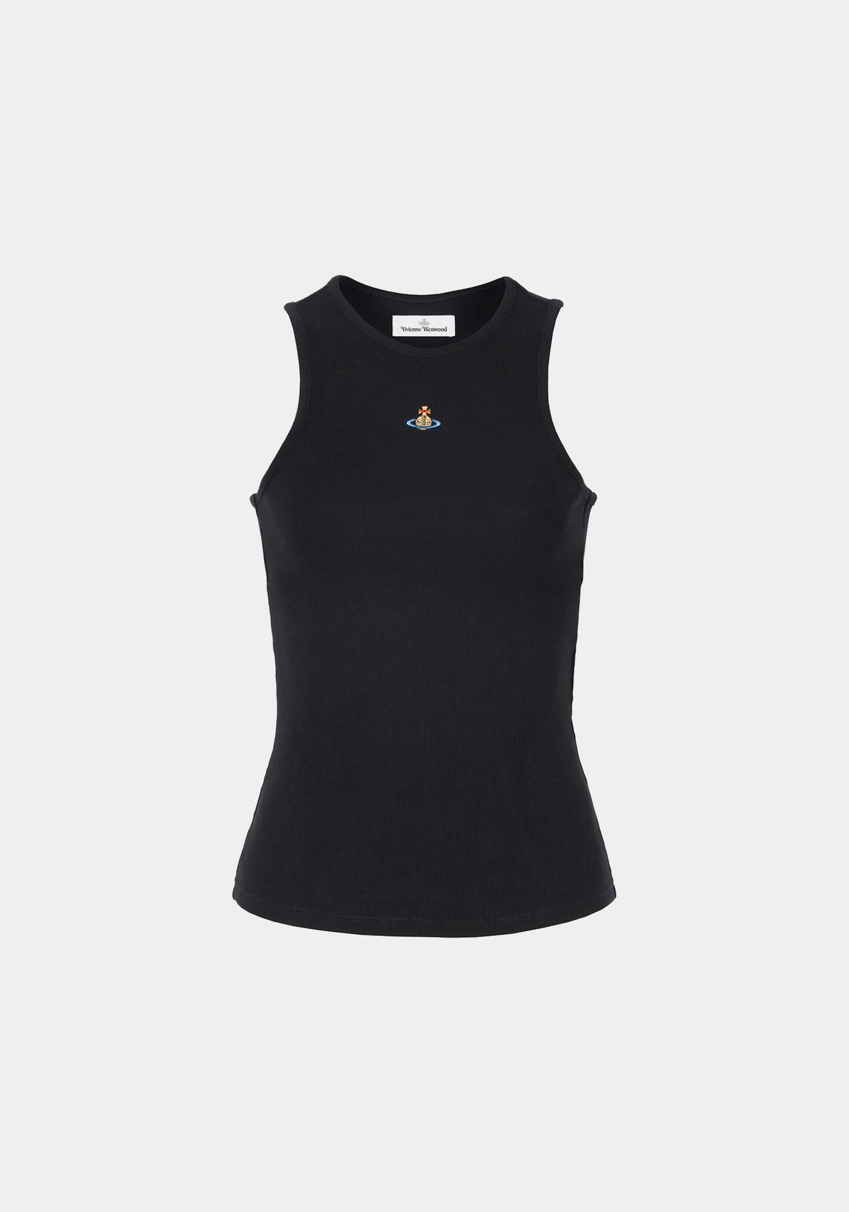 Vivienne Westwood Black 90s ORB Embroidered Sleeveless T-Shirt