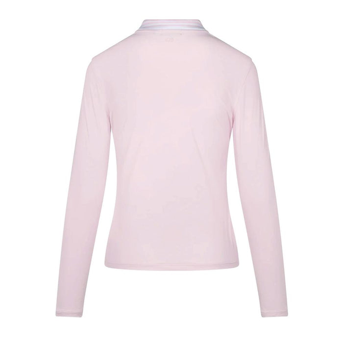 J LINDEBERG Striped Zip-Neck Polo T-Shirt BLUSH