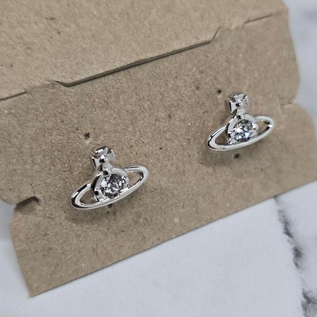 Vivienne Westwood Nano Solitaire Logo Earrings Silver Tone