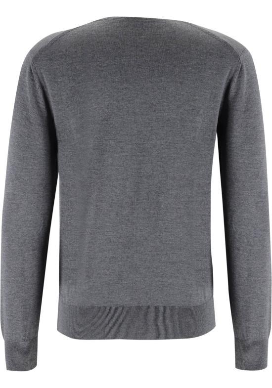 HUGO BOSS Gray Round Neck Knit Sweater for Men