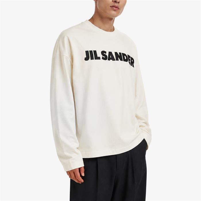 JIL SANDER Logo Men’s Long Sleeve T-Shirt White Cotton