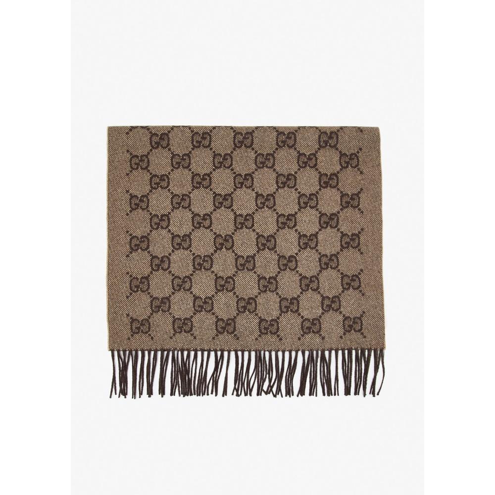GUCCI GG Logo Cashmere Scarf Beige Unisex