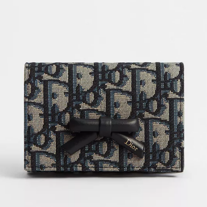 DIOR Glycine Promenade Leather Compact Bifold Wallet Unisex