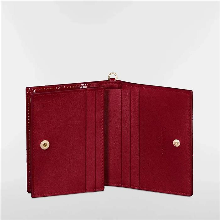 DIOR Lady Gardenia Mini Wallet - Women’s Bi-Fold Leather Wallet