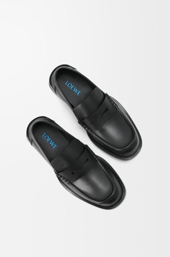 LOEWE Shiny Calfskin Loafers Black Men’s Shoes