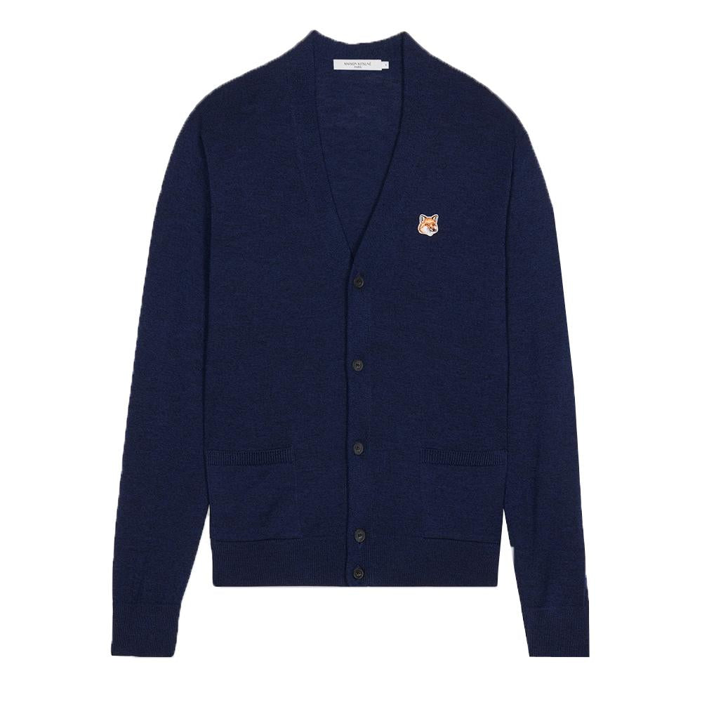 Maison Kitsune Women’s V-Neck Fox Head Cardigan Navy Knit