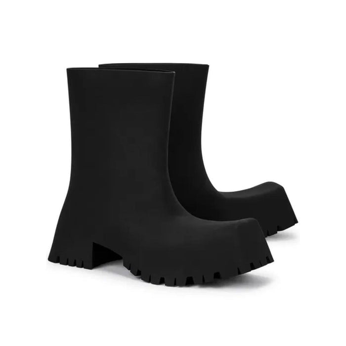 BALENCIAGA Black Trooper Rubber Mid Boots Unisex