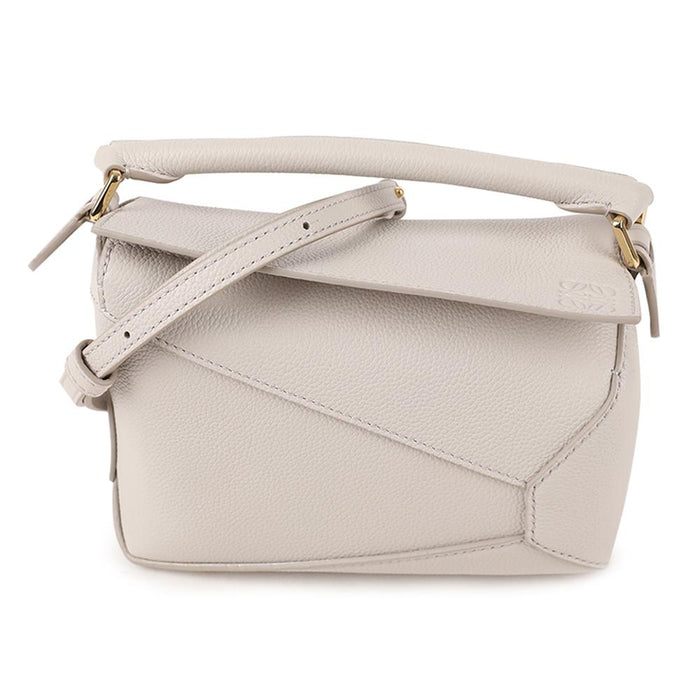 LOEWE Mini Puzzle Edge Leather Shoulder Bag Cream A510 P88X60