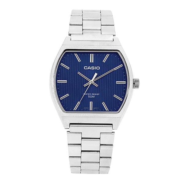 Casio Blue Analog Square Stainless Steel Men's Watch MTP B140D 2AVDF