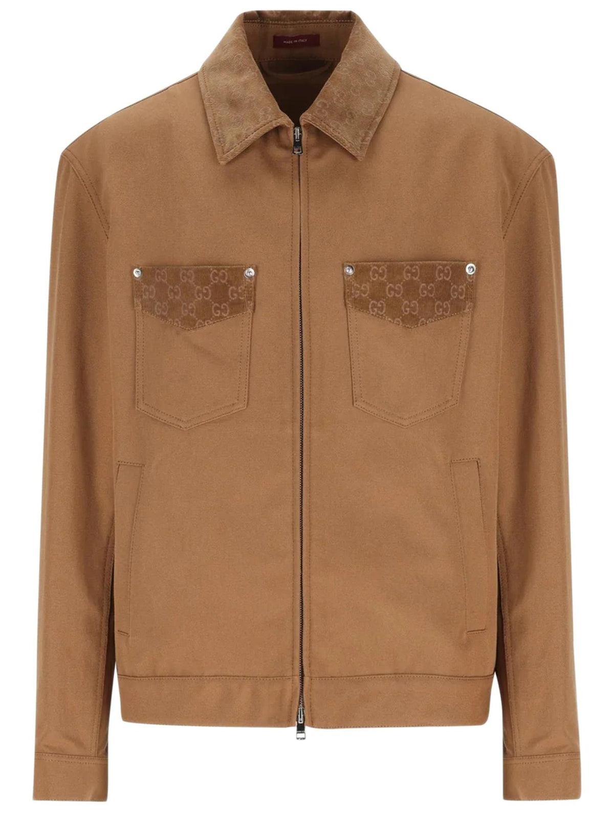GUCCI Brown Wool Blend Zip-Up Jacket