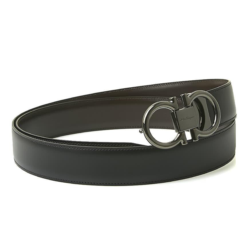 Ferragamo Men’s Adjustable Gancini Leather Belt 67 9938 NERO HICKORY 0694531