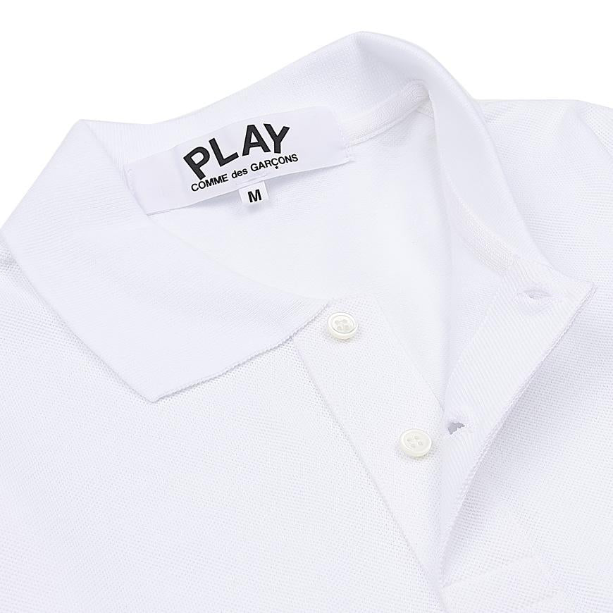 Comme des Garcons Unisex Double Heart Patch Polo Shirt AZ T290 051 WHITE