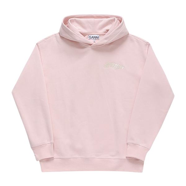 GANNI Chest Logo Hoodie Women’s Sweatshirt Black Cotton