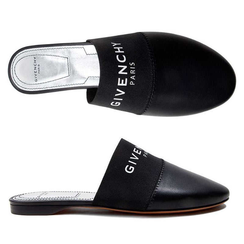 GIVENCHY Black Logo Flat Mule Loafer