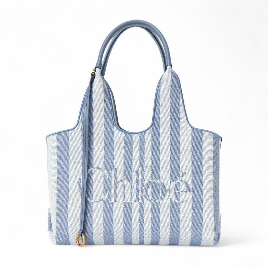 Chloe East-West Striped Tote Bag
