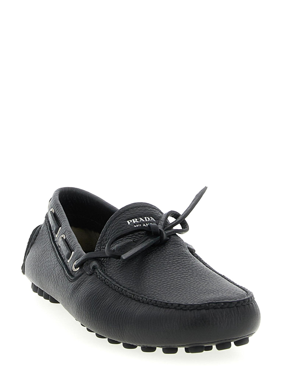 PRADA Black Leather Penny Loafers for Men