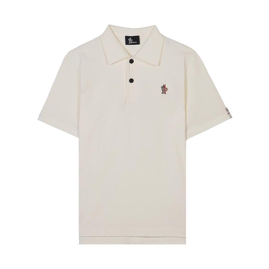 Moncler Logo Patch Polo Shirt Men White Cotton