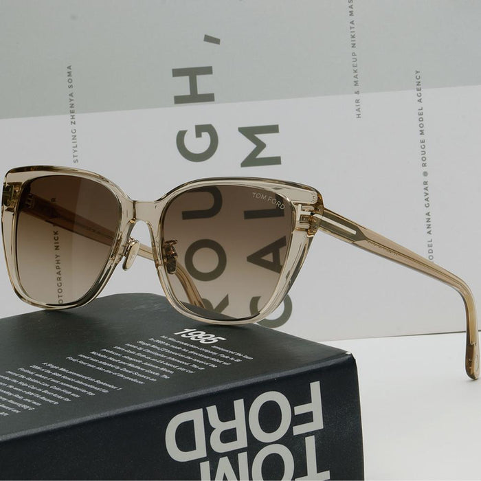 TOM FORD Transparent Brown Acetate Oversized Cat Eye Sunglasses TF1056K 45F