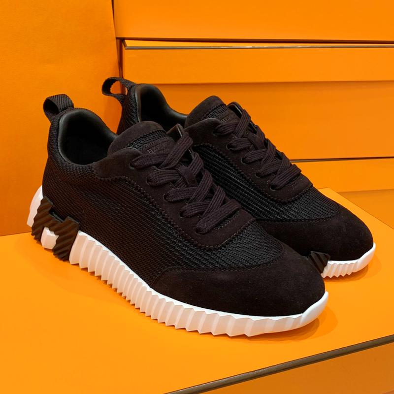 HERMES Bouncing Suede Black H Low-Top Sneakers
