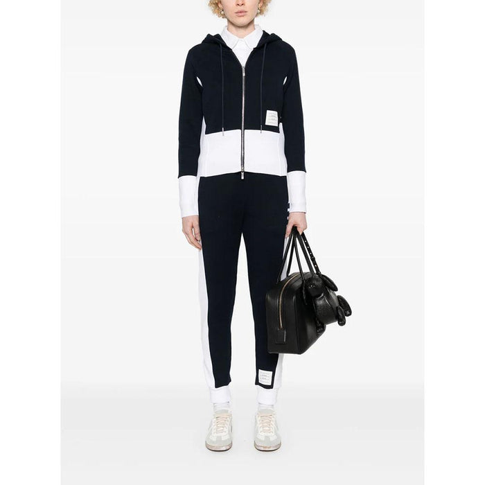 THOM BROWNE 4-Bar Women’s Hooded Zip-Up Jacket Navy