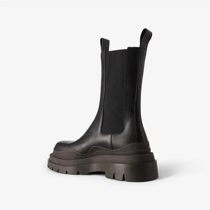 Bottega Veneta Tire Chelsea Leather Mid Boots Black Men