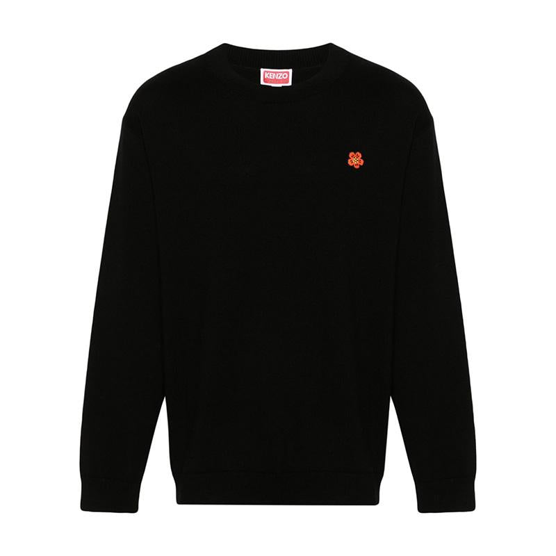 KENZO Boke Flower Patch Wool Crewneck Sweater Black FE5 5PU381 3LB 99J