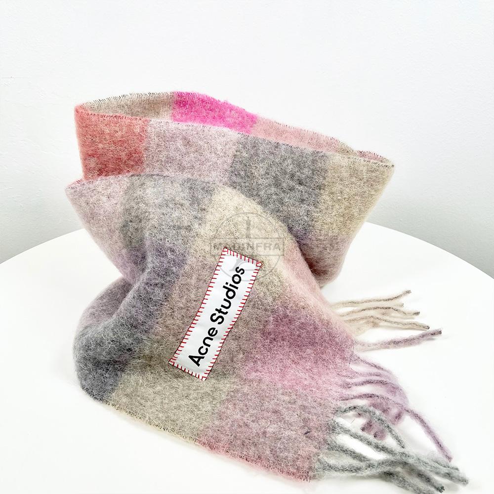 Acne Studios Check Alpaca Scarf Fuchsia CA0084