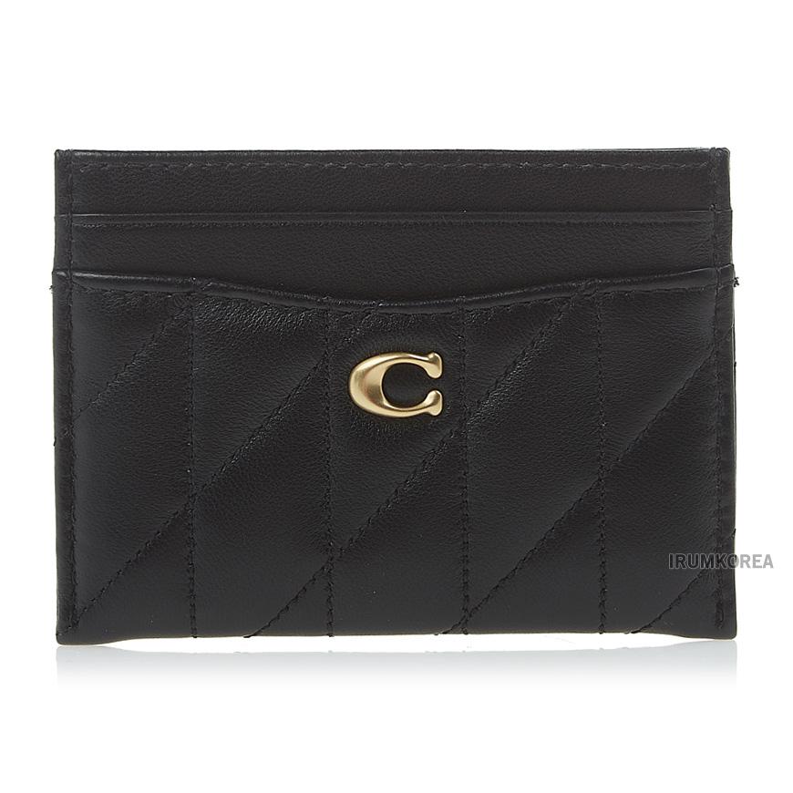 Coach Pillow Quilted Leather Card Holder Wallet Black Women