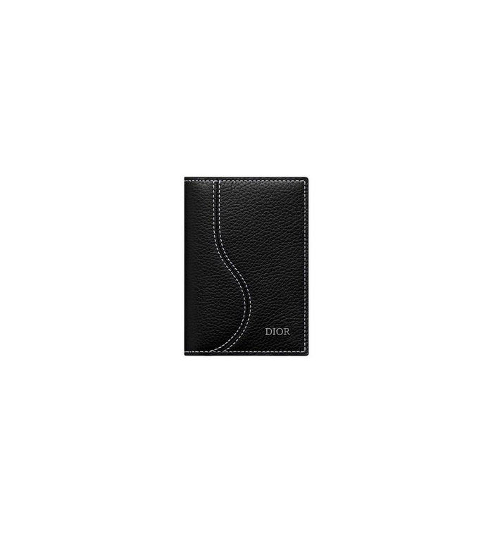 DIOR Saddle Vertical Bifold Card Wallet Black Leather
