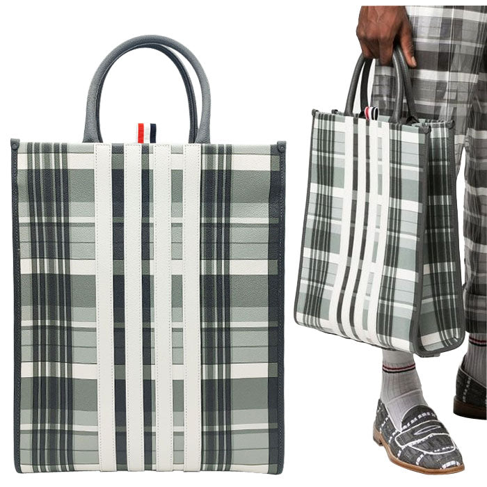 THOM BROWNE Madras Check Tote Bag