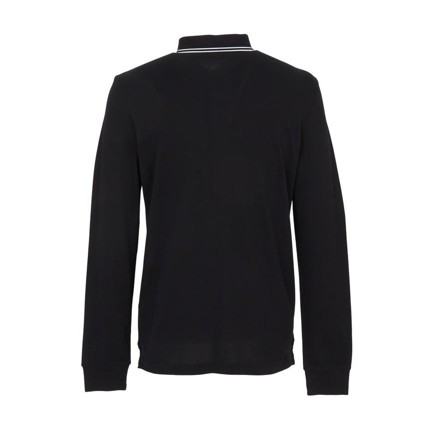 STONE ISLAND Men’s Long Sleeve Polo Shirt Black Cotton