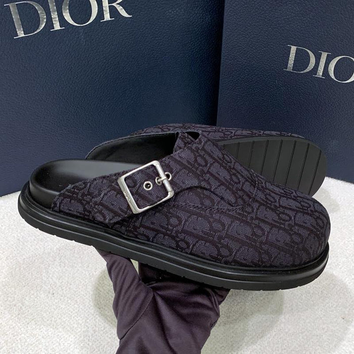 DIOR Men’s Oblique Jacquard Aqua Mule Sandals Black
