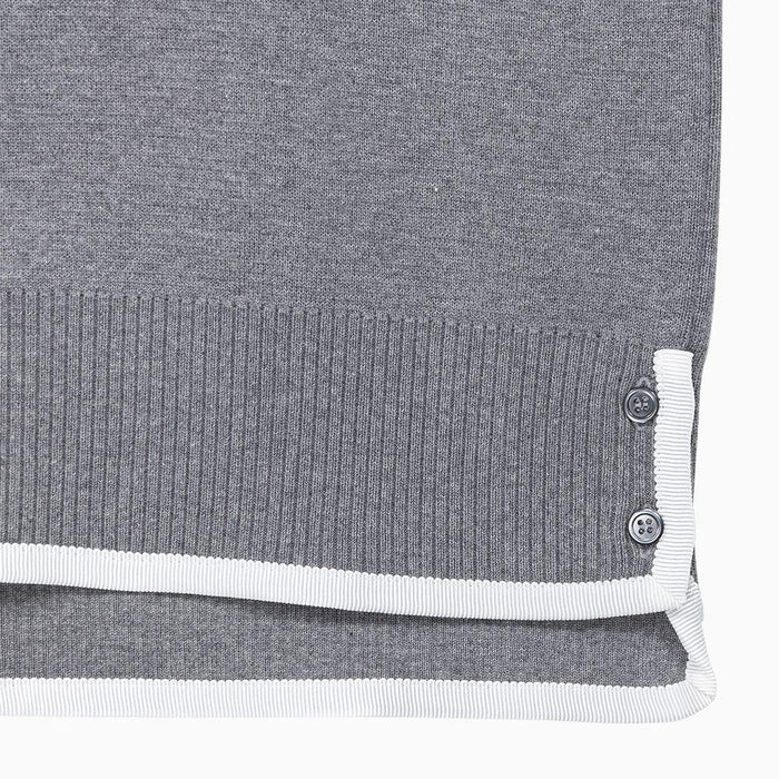 THOM BROWNE Grey Armband Striped Pocket Crewneck Knit Sweater