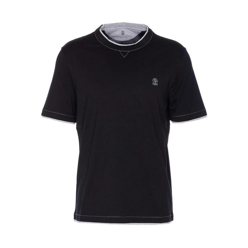 Brunello Cucinelli Logo Layered Short Sleeve T-Shirt for Men
